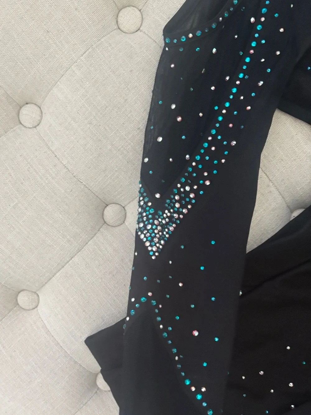 CEA Black and Teal Rhinestone Cold-Shoulder Kids uniform